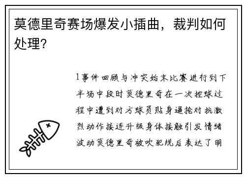 莫德里奇赛场爆发小插曲，裁判如何处理？